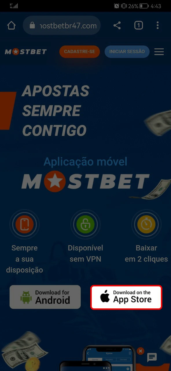 Download the Mostbet app for iOS from the official website.